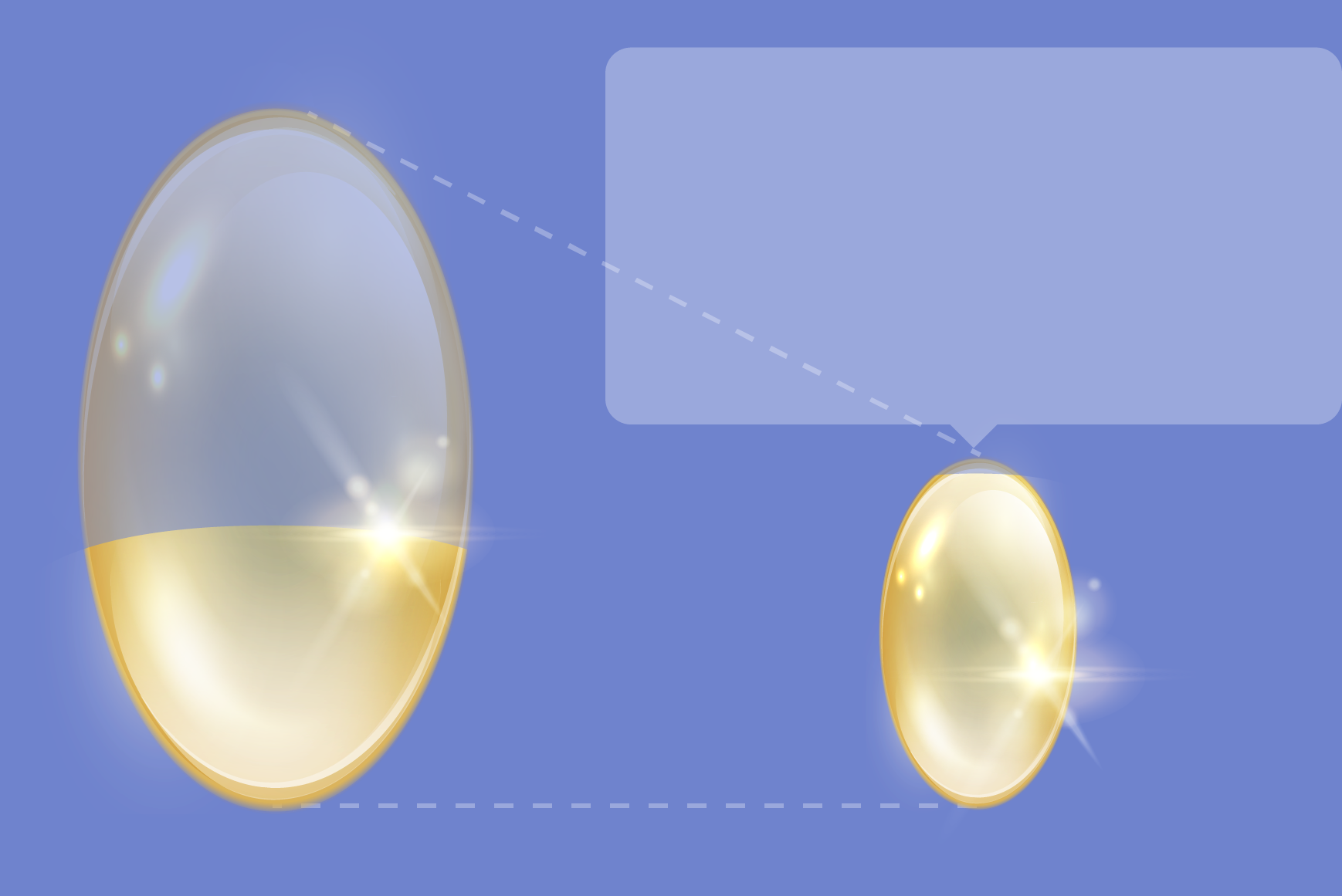 低濃度カプセルと比べて、80%高濃度カプセルは小さくて高含有